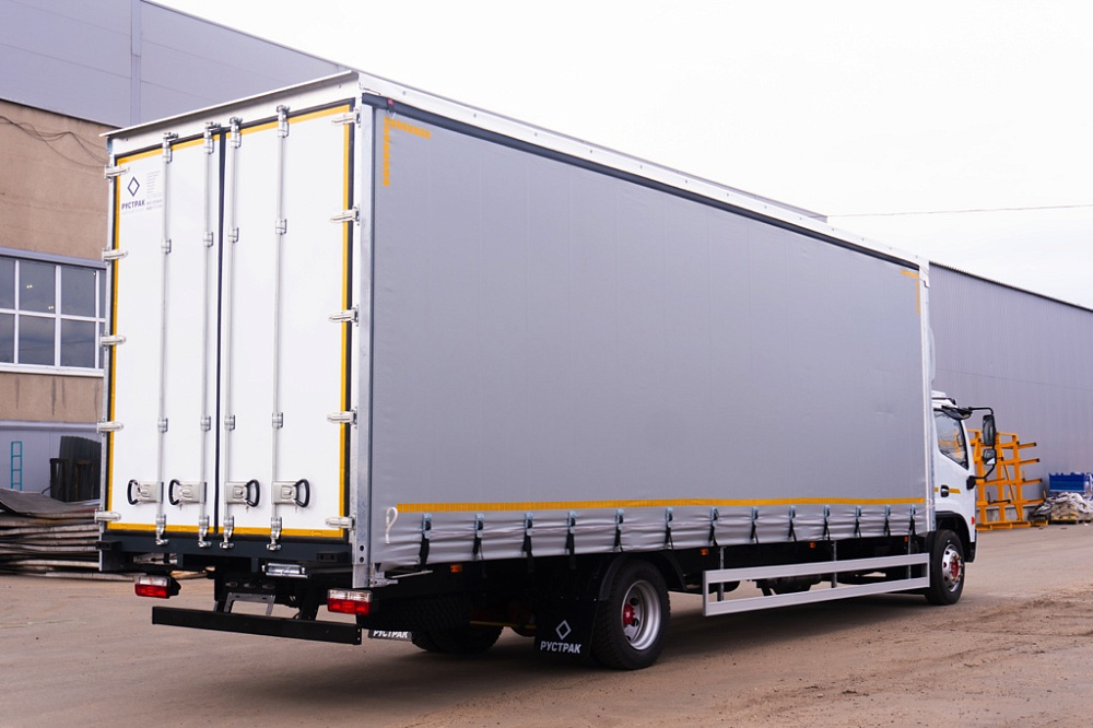 Бортовой автомобиль С120L с каркасом и шторным механизмом открытия тента с трех сторон